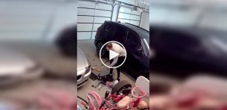 Неудача в гараже: ключ отлетел мужчине в голову и срикошетил в авто