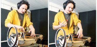 Парень совместил швейную машину с колёсной лирой (1 фото + 6 видео)