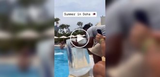 In Qatar, swimming pools are cooled with huge ice cubes