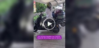 In Columbia, a man without arms was spotted driving a moped on his own