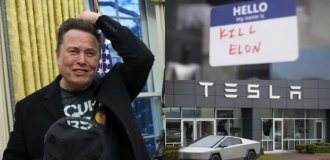 Неизвестные обстреляли автосалон Tesla и призвали убить Илона Маска (5 фото)