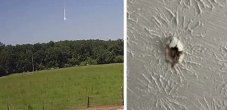 Уникальный момент попал на видео: осколок метеорита пробил крышу частного дома в США (2 фото + 2 видео)