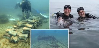 Подводная «дорога из жёлтого кирпича» привела дайверов к затонувшим кораблям (6 фото)
