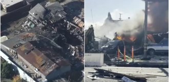 One blow with a bucket and the house is gone: the explosion in Hayward wiped out a home (2 photos + 2 videos)