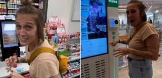 China, 3050: a girl paid in a supermarket with her palm (2 photos + 1 video)