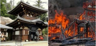 A sacred eternal flame in Japan accidentally burned its own ancient temple to the ground (3 photos + 2 videos)