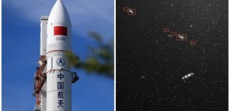 A Chinese Launch Vehicle Disintegrated, Leaving a Cloud of Space Debris in Orbit (3 photos)