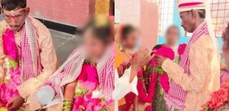 В Индии 13-летнюю девочку заставили выйти замуж за 40-летнего мужчину (2 фото + 1 видео)