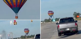В США воздушный шар с людьми врезался в линию электропередач (4 фото + 1 видео)