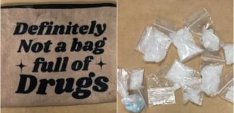 Police found drugs in a bag with the inscription "Definitely not a bag full of drugs" (2 photos + 1 video)