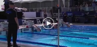 A swimmer won a "doping race" and was the only one without performance-enhancing drugs