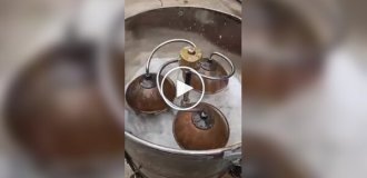 A century-old washing machine, taken out of a barn