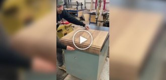 Wooden cabinet with flexible doors