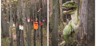 A forest of birdhouses and the kingdom of dinosaurs in Vermont (13 photos + 1 video)