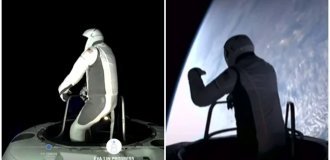 SpaceX showed the first ever spacewalk by non-professional astronauts (1 photo + 3 videos)