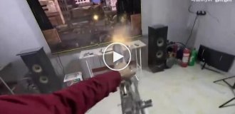 A Chinese gamer built a machine gun with recoil