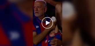 A football fan got too carried away with the game