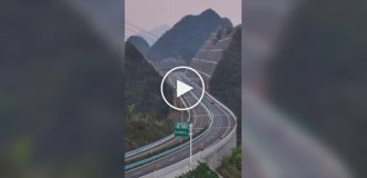 In China, a mountain was cut down for a bridge