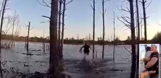 A police officer saved a boy with autism from a pond (4 photos + 1 video)