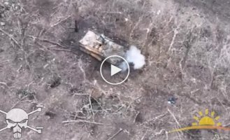 Arrival of a Ukrainian FPV drone against a Russian military in the Donetsk region