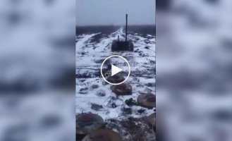 Ukrainian ground drone installs a mine-explosive barrier from TM-62 anti-tank mines