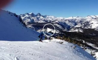 Удивительный прыжок на лыжах