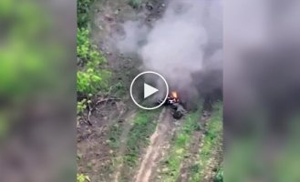 Arrivals of Ukrainian kamikaze drones targeting Russian motorcyclists in the Eastern direction