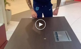 England players tested their accuracy with a fork and a coin