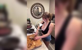 Making a sandwich with a girl