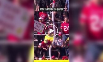 Fans in the stands built a huge snake out of empty glasses