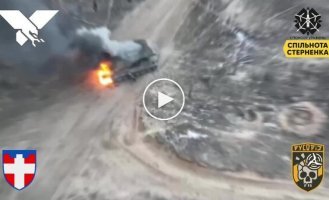 Soldiers of the VORON 100 unit destroyed another Russian MT-LB using a drone