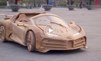 Отец сделал для сына деревянную копию Bugatti