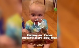 A man decided to treat his vegetarian sister's son to barbecue