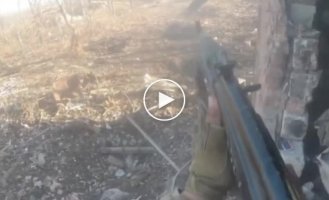First-person combat of a Ukrainian paratrooper during the liberation of the village of Kleshcheevka in the Donetsk region