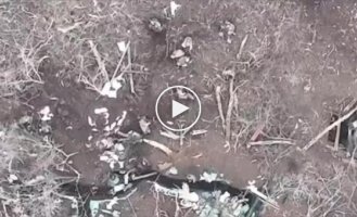 A Ukrainian drone drops ammunition on the head of a Russian military man in the Donetsk region