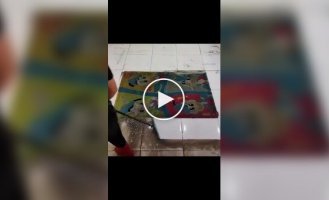 Washing a baby rug