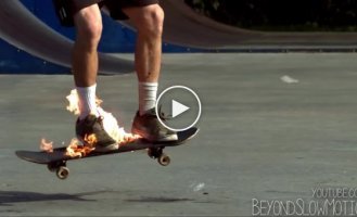 Прыжки на огненном скейтборд 2013