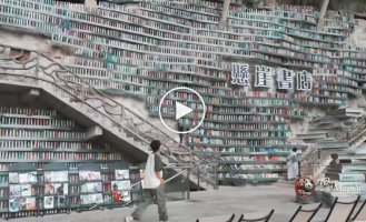 Самый необычный книжный магазин Китая расположен в скале, возраст которой 100 миллионов лет
