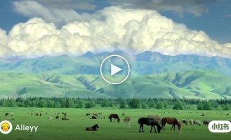 Национальный парк Nalati Grassland. Синьцзян-Уйгурский автономный район, Китай