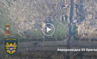 Destruction of a Russian tank by attack drones near Vodyanoye, Donetsk region