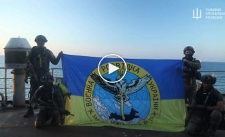 Ukrainian soldiers at the liberated Boyka towers in the Black Sea