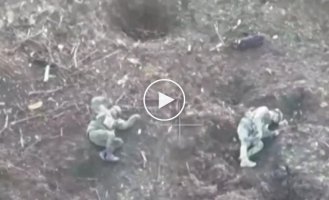 Arrival of an FPV drone and cluster munition against two Russian military personnel in the Eastern direction