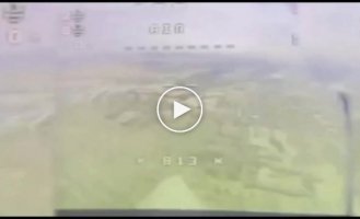 The lens of a Ukrainian FPV drone caught a flyby of a Russian Su-25 aircraft