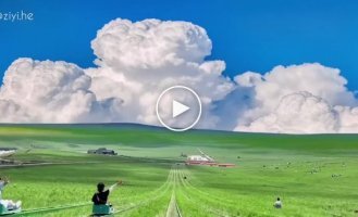 Grass slides in Inner Mongolia