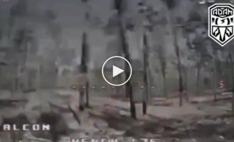 A Ukrainian FPV drone flies into a Russian dugout in the Kremensky forest