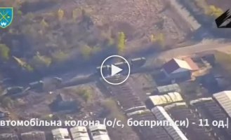 Gladkovka - in the Kherson region. Destruction of a Russian convoy