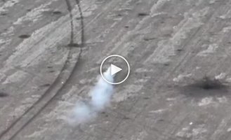 An occupier, leaving behind a thick smoke trail, runs to the cemetery and dies from a kamikaze drone strike