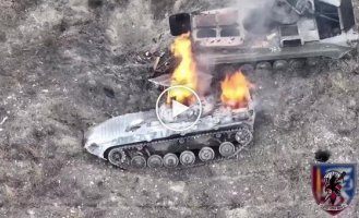 Ukrainian drone finishes off Russian infantry fighting vehicle in Luhansk region