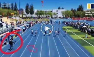 Operator level 99. In China, a guy with a camera overtook athletes during the 100-meter dash