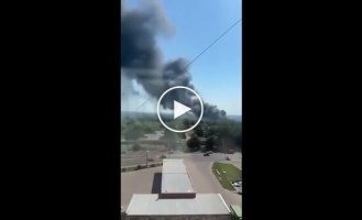 The 3754th Central Aviation Technical Base is on fire in Kursk, Russia.